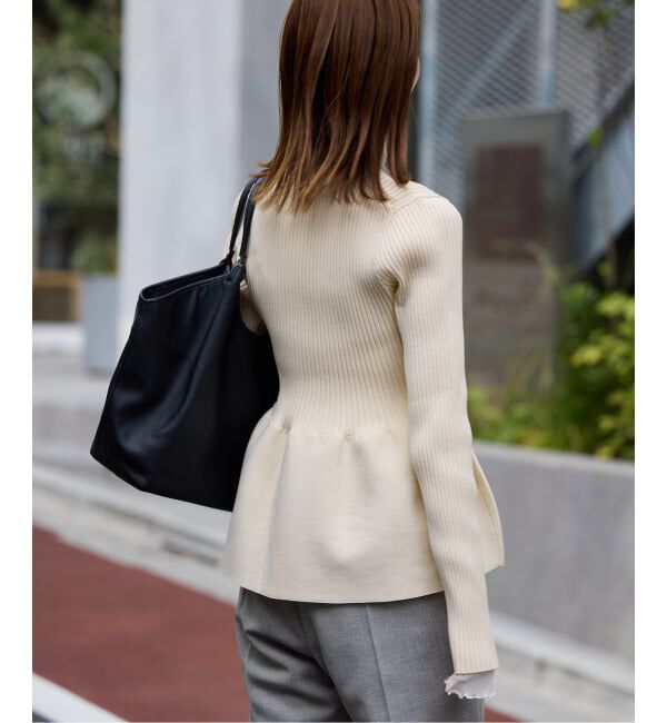 SLOBE IENA「《WEB限定/追加2予約》Vネックペプラムカーディガン」|カーディガン|