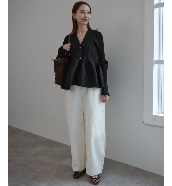 SLOBE IENA「《WEB限定/追加2予約》Vネックペプラムカーディガン」|カーディガン|