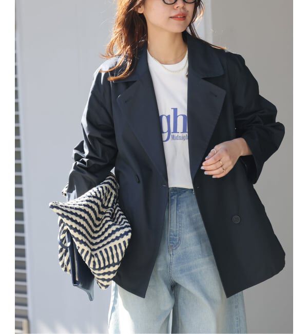 JOURNAL STANDARD relume「《追加 / 手洗い可》ハーフトレンチコート」|トレンチコート|ネイビー