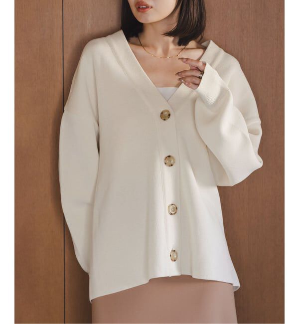 NOBLE「ファインハニカムVネックカーディガン」|カーディガン|