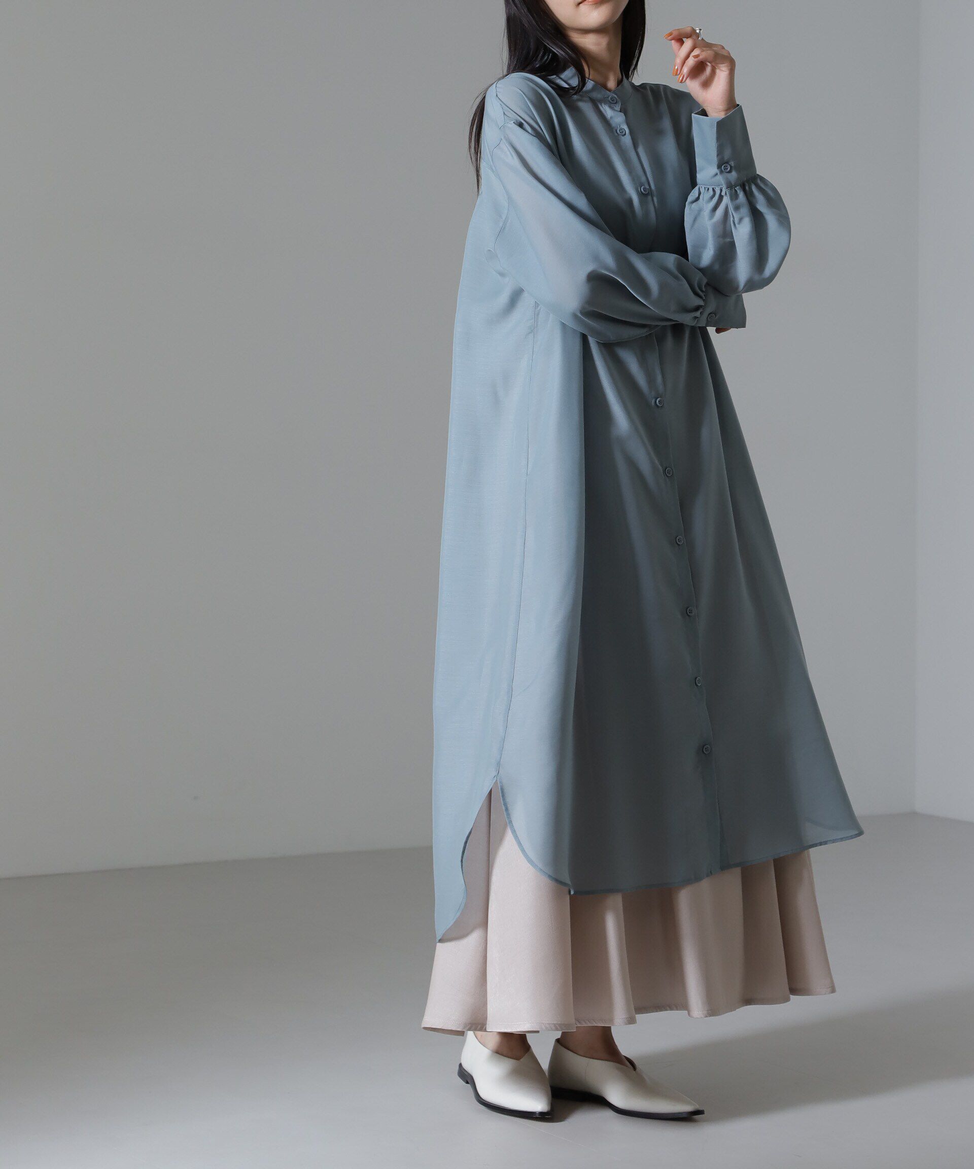 nano･universe「シアーマキシシャツワンピース」|ワンピース|