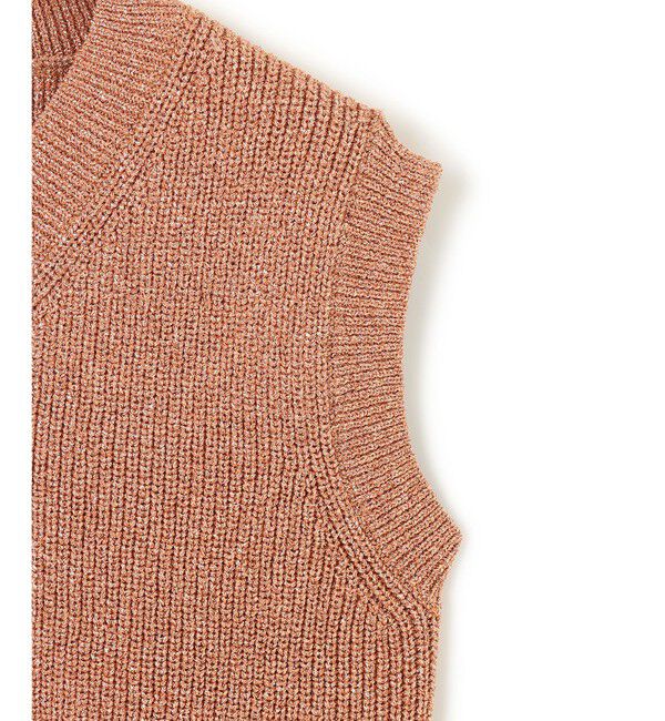 BEIGE,「【洗える・eclat 5月号掲載】VANDA / ラメ入りVネックノースリーブニット」|ニット・セーター|