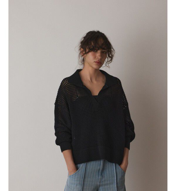 Diagram「メッシュVネックニットトップ」|ニット・セーター|ブラック