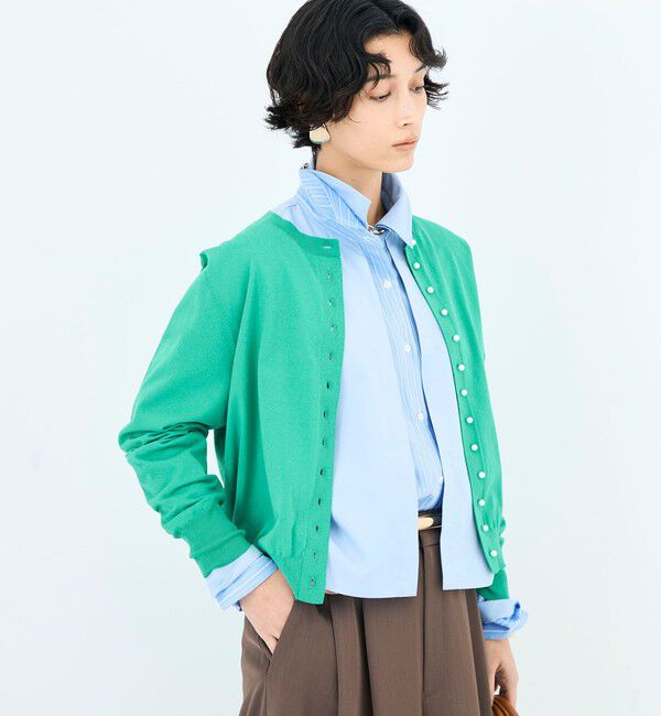 NOLLEY'S「《手洗い可能》コットンテックスクルーネックカーディガン」|カーディガン|