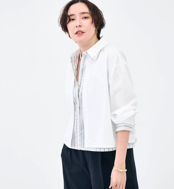 NOLLEY'S「ウォッシャブルレイヤード風ショート丈シャツ」|シャツ・ブラウス|