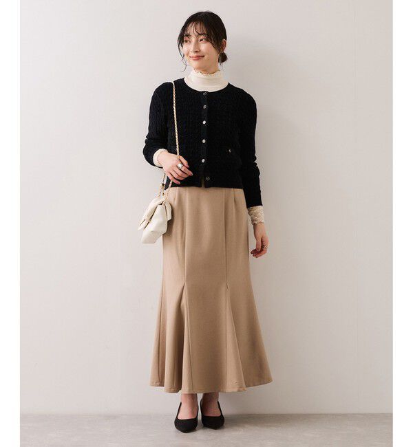VIS「モールベロアケーブルカーディガントップス/イージーケア」|カーディガン|