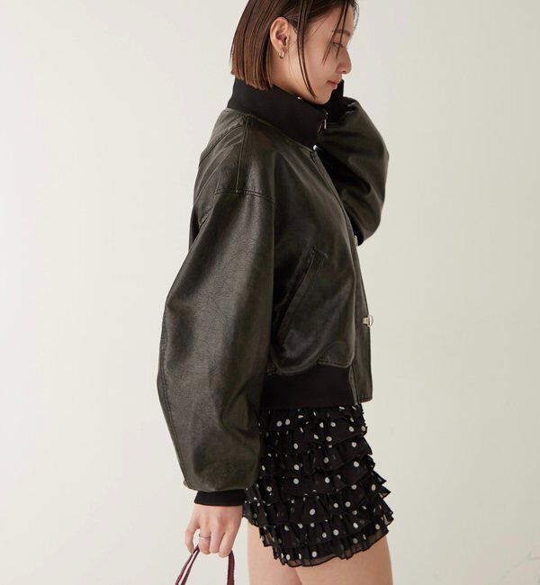  「ファイヤーマンショートブルゾン(フェイクレザー/デニム)」|ブルゾン・スタジャン|