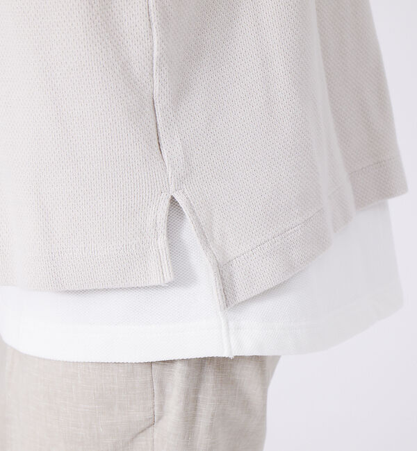 ABAHOUSE「ワッフル ハーフジップアップ 半袖パーカー」|パーカー|