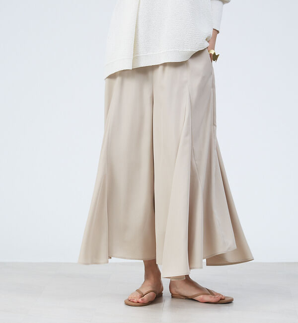qualite「イレギュラーヘムフレアパンツ」|その他|ベージュ