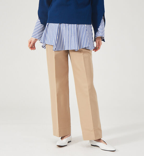 qualite「コットン2重織ストレートパンツ」|その他|ベージュ