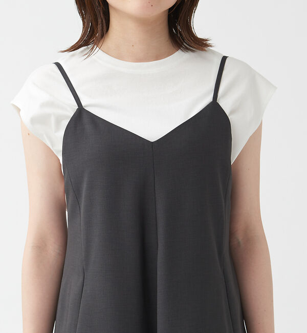 qualite「ギャバストレッチフォルムキャミワンピース」|ワンピース|