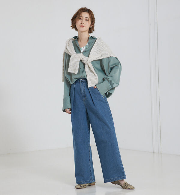 abahouse mavie「タックワイドデニム」|デニム|