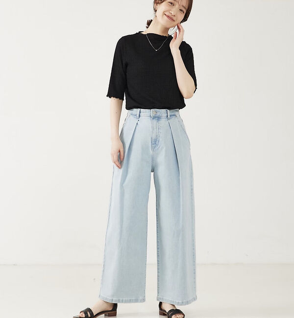 abahouse mavie「タックワイドデニム」|デニム|