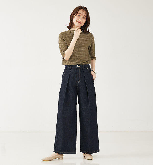 abahouse mavie「タックワイドデニム」|デニム|