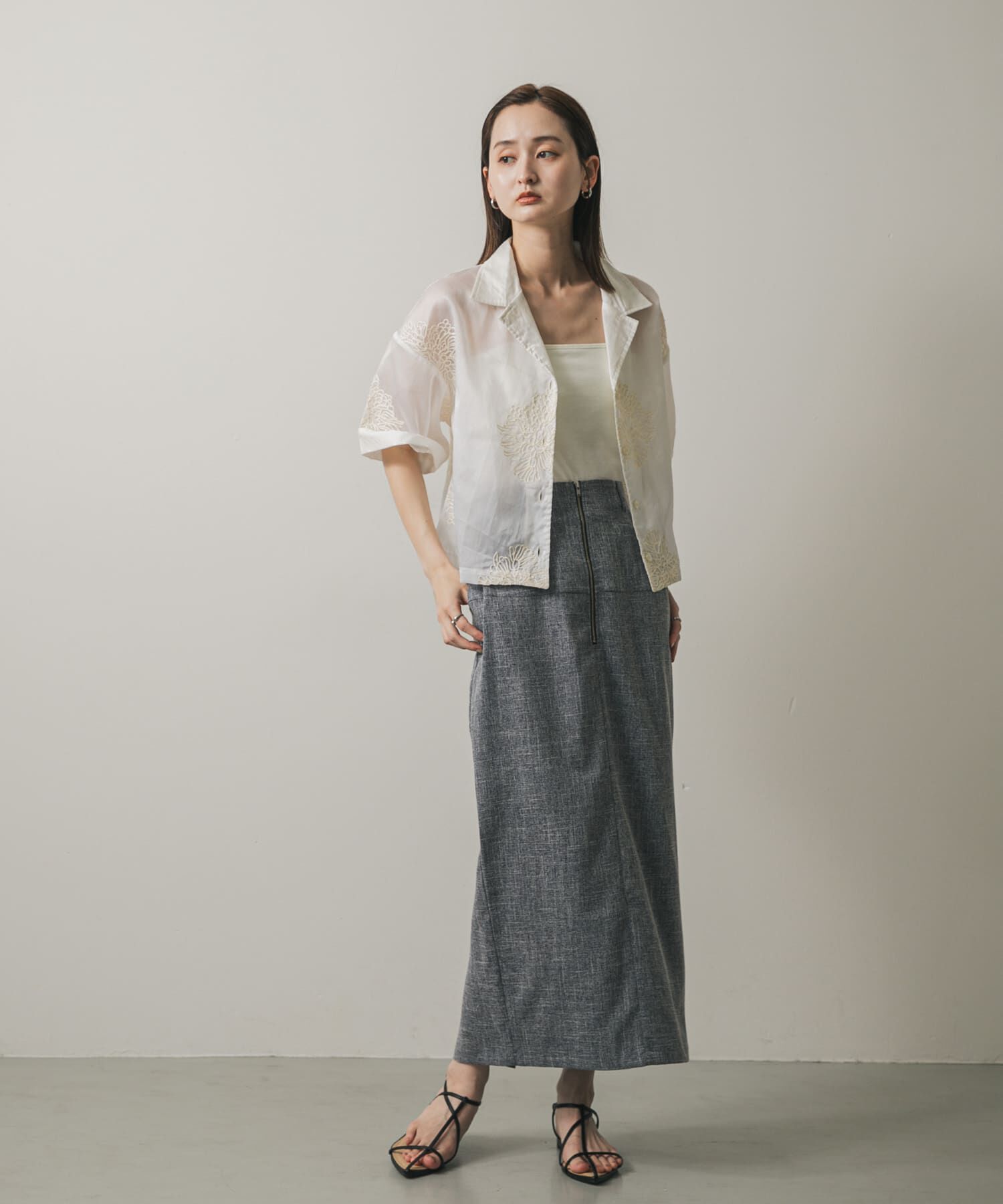 SENSE OF PLACE by URBAN RESEARCH「ツイードジップアイラインスカート」|スカート|