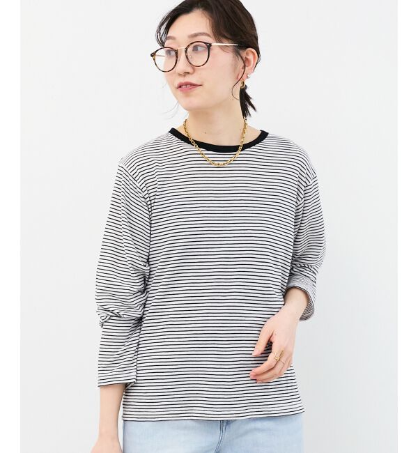  「シアーボーダーカットソー」|Tシャツ・カットソー|ブラック柄