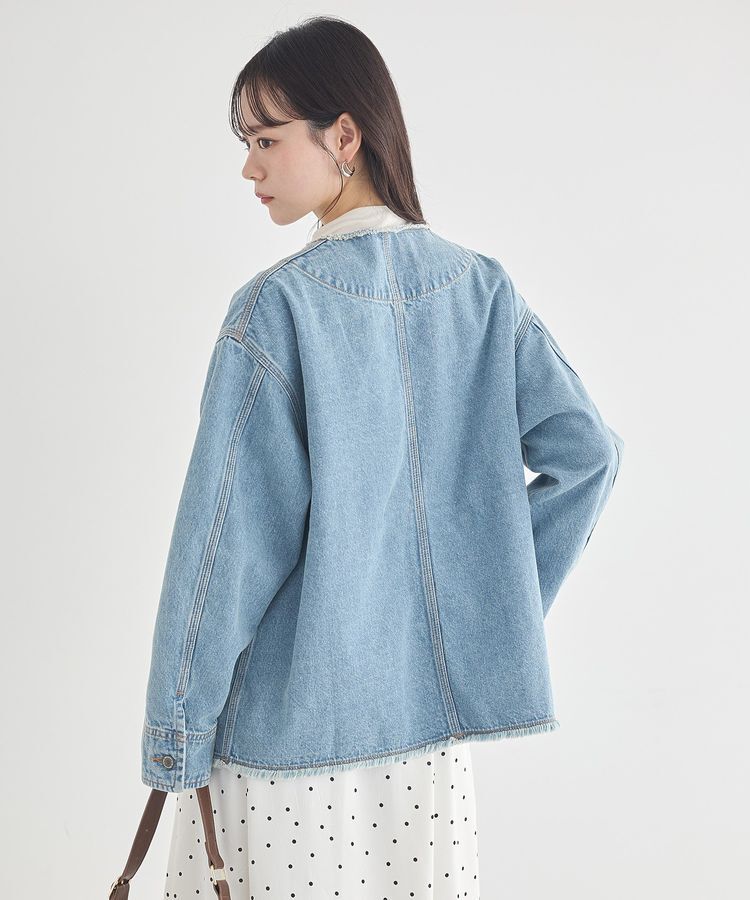 earth music&ecology「デニムノーカラーカバーオール」|テーラードジャケット|