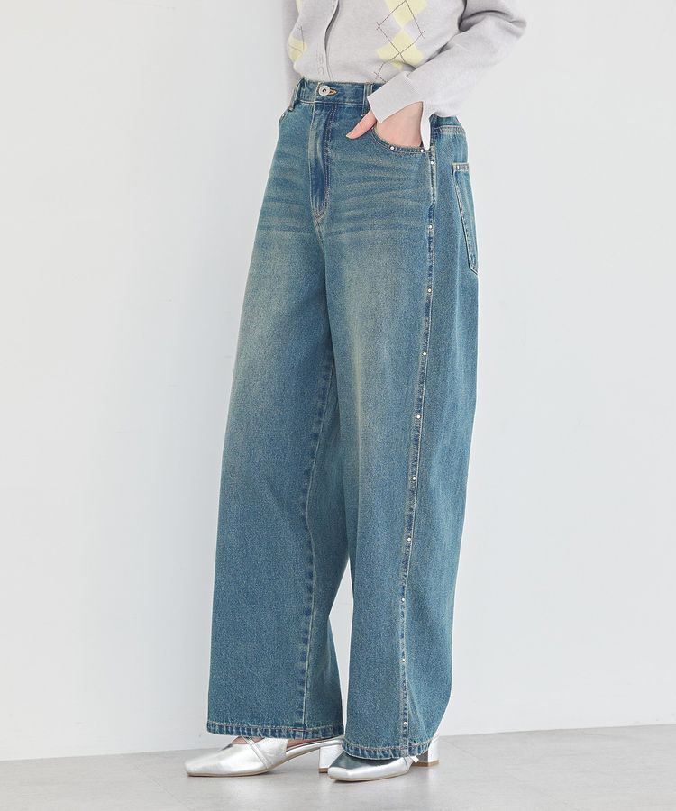 earth music&ecology「スタッズデニムパンツ」|デニム|