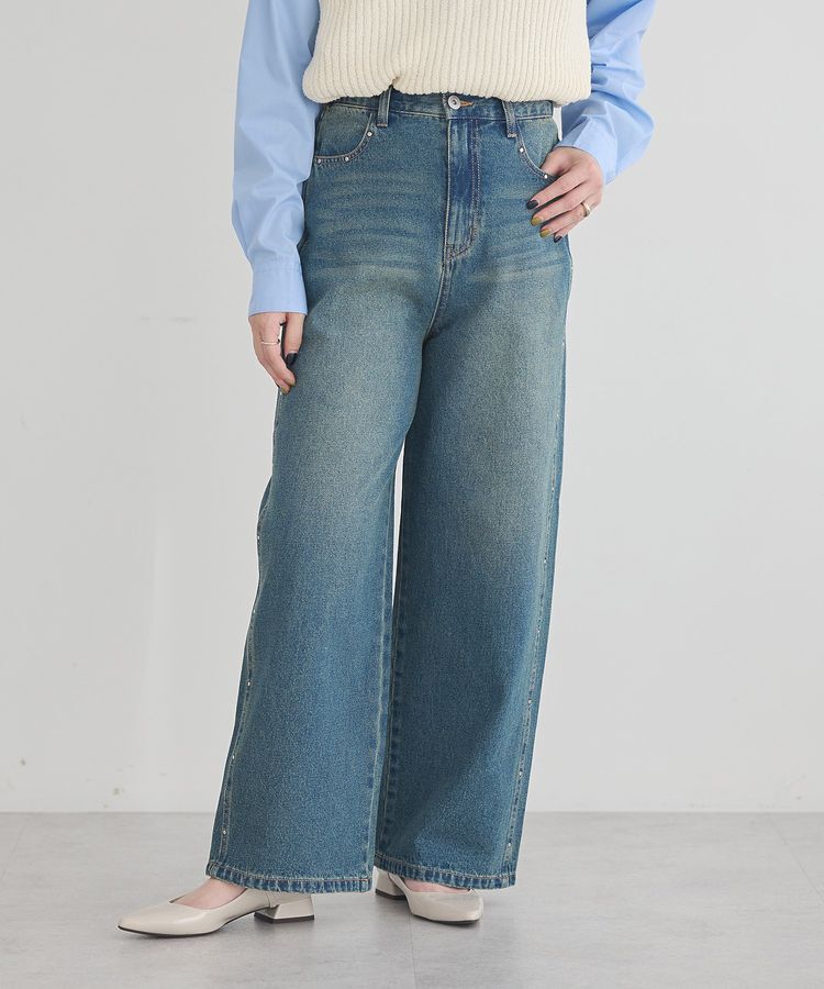 earth music&ecology「スタッズデニムパンツ」|デニム|