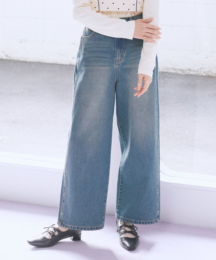 earth music&ecology「スタッズデニムパンツ」|デニム|