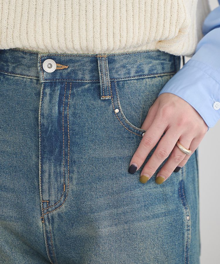 earth music&ecology「スタッズデニムパンツ」|デニム|