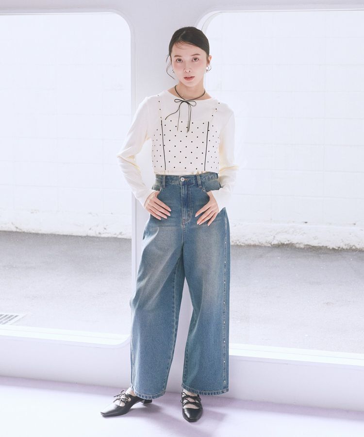 earth music&ecology「スタッズデニムパンツ」|デニム|