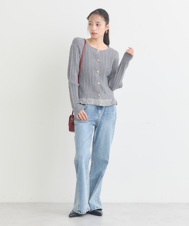 earth music&ecology「切り替えフレアデニムパンツ」|デニム|