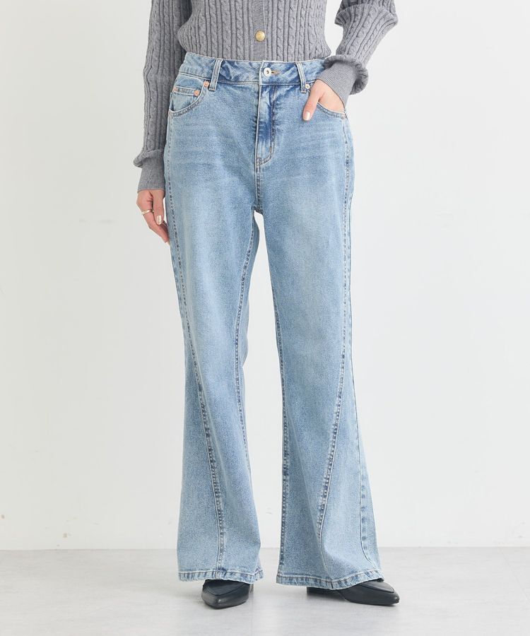 earth music&ecology「切り替えフレアデニムパンツ」|デニム|