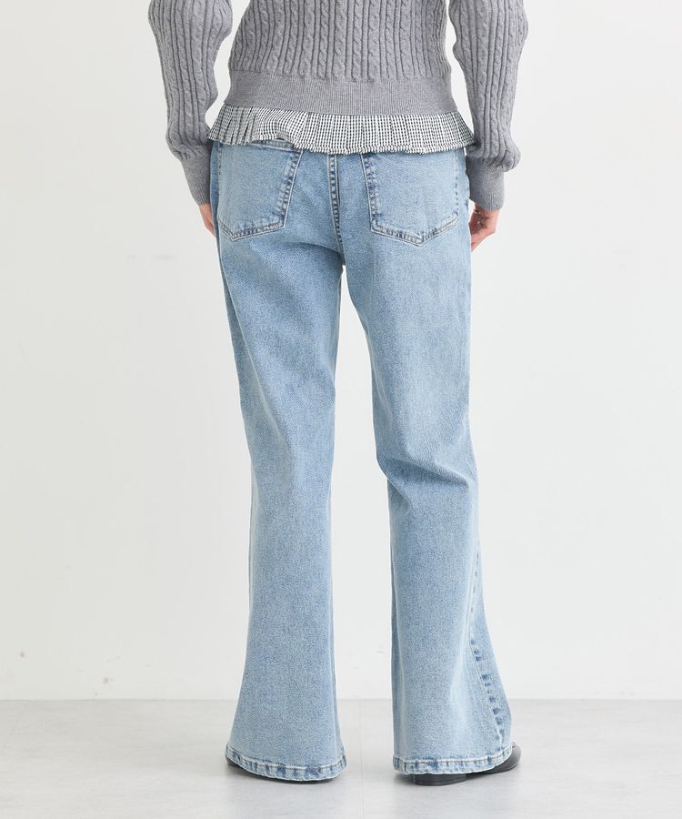 earth music&ecology「切り替えフレアデニムパンツ」|デニム|