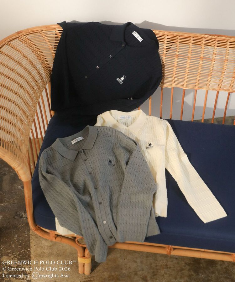 Green Parks「GREENWICH POLO CLUB(TM)ケーブル襟付ニットカーディガン」|カーディガン|