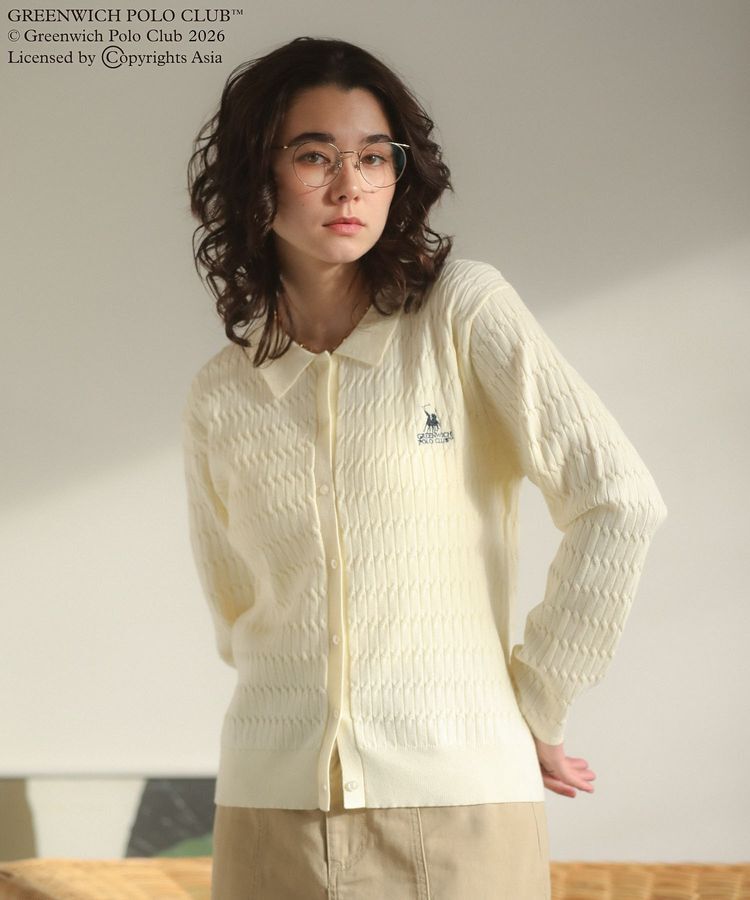 Green Parks「GREENWICH POLO CLUB(TM)ケーブル襟付ニットカーディガン」|カーディガン|