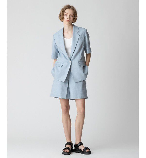 allureville「【セットアップ対応可能】リネンコンシャークスキンショートパンツ」|その他|