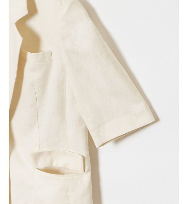 allureville「【セットアップ対応可能】リネンコンシャークスキンハーフスリーブジャケット」|テーラードジャケット|