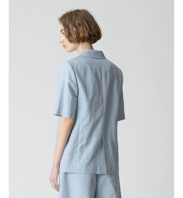 allureville「【セットアップ対応可能】リネンコンシャークスキンハーフスリーブジャケット」|テーラードジャケット|