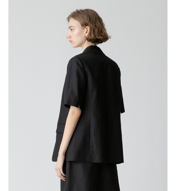 allureville「【セットアップ対応可能】リネンコンシャークスキンハーフスリーブジャケット」|テーラードジャケット|