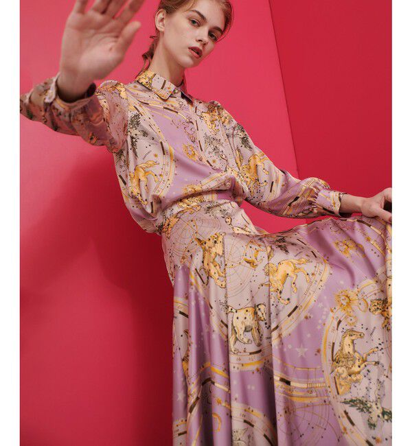 LOULOU WILLOUGHBY「【LOULOU WILLOUGHBY】ホロスコーププリントフレアスカート」|フレア|