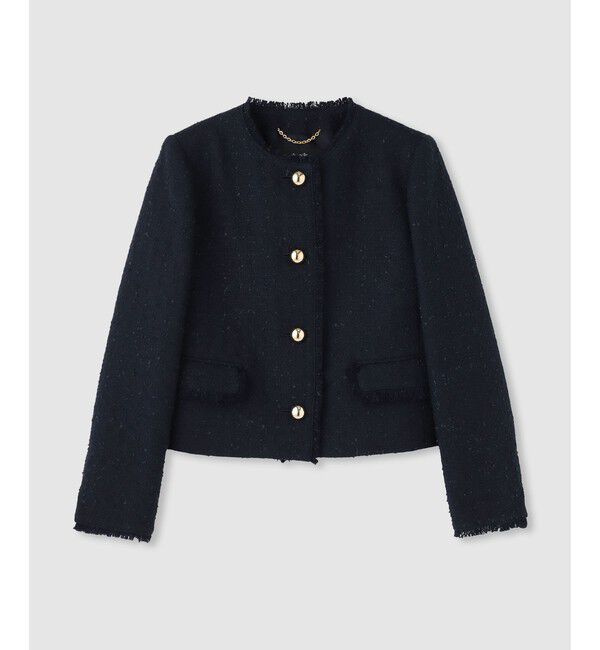 allureville「ツィードノーカラージャケット」|ノーカラージャケット|ネイビー