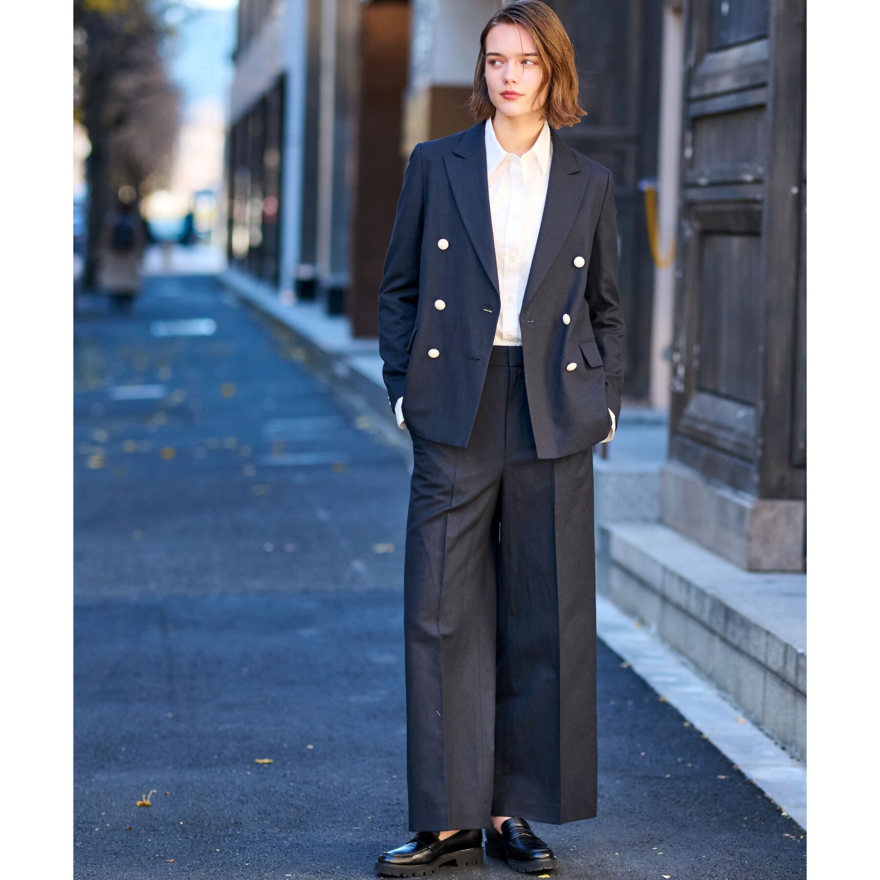 DRESSTERIOR「【セットアップ】リネン混ダブルブレストジャケット」|テーラードジャケット|