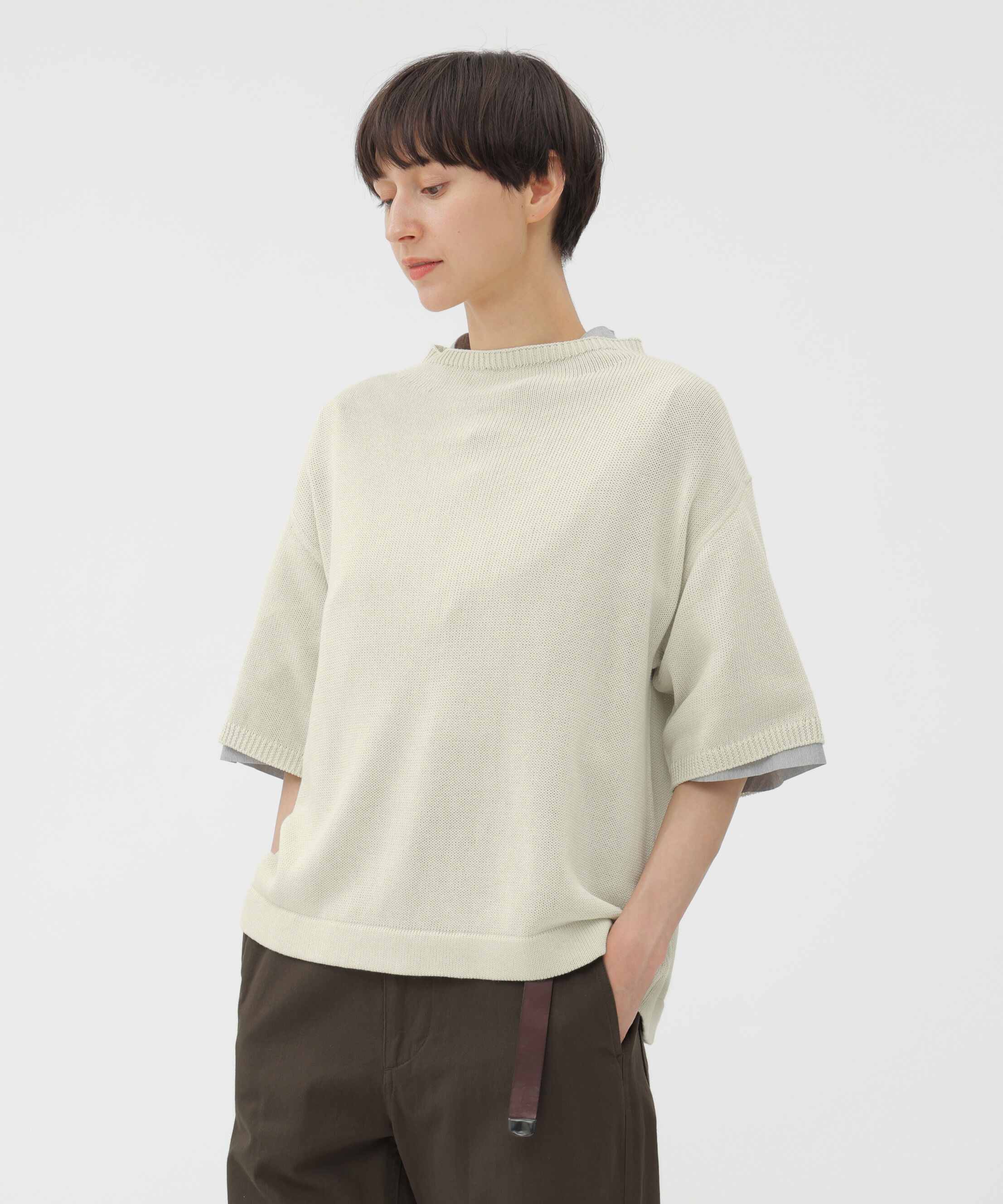 MHL.「COATED COTTON KNITWEAR」|ニット・セーター|ECRU2