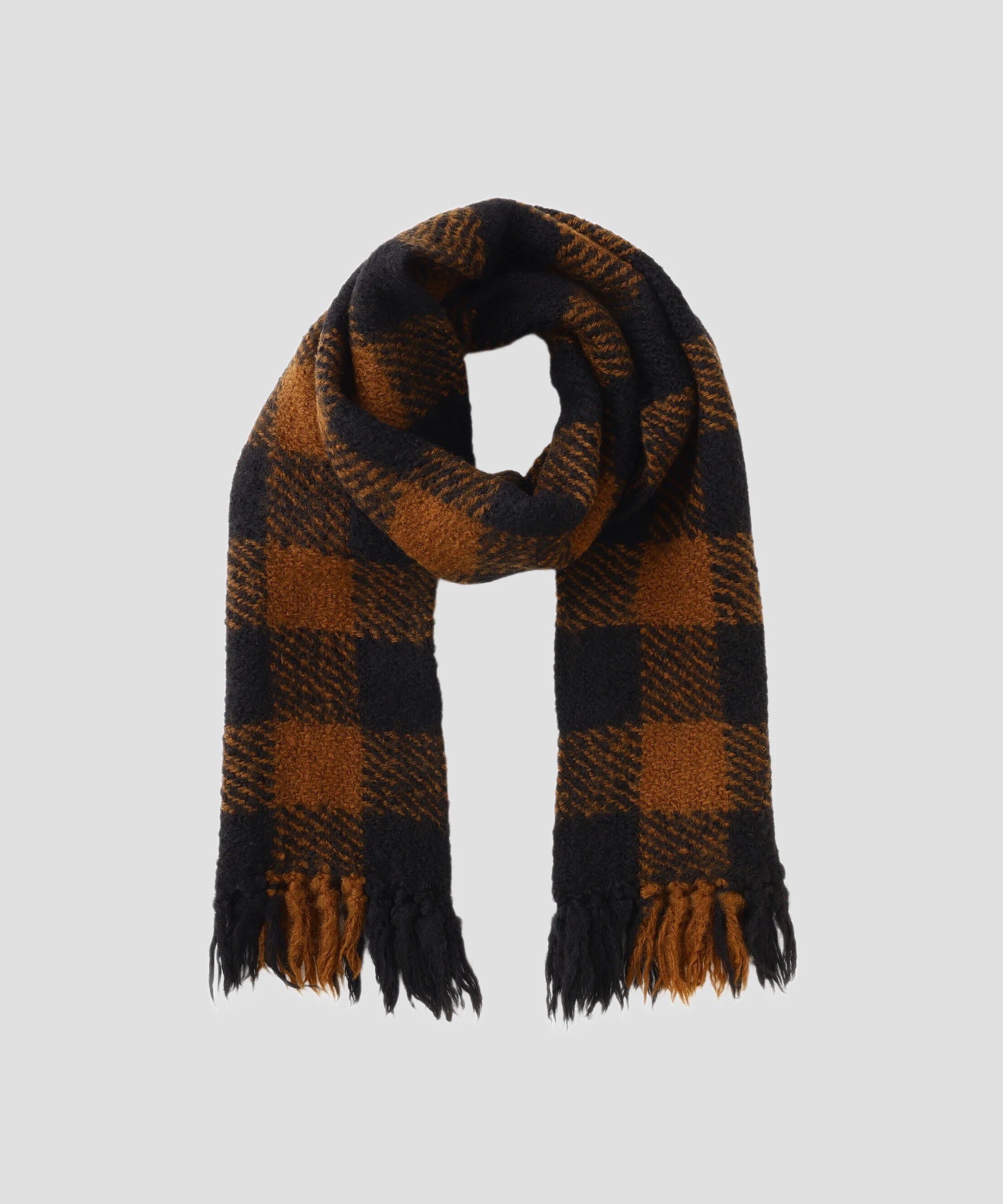 MHL.「CHUNKY WOOL CHECK SCARF」|バンダナ・スカーフ|BLACK
