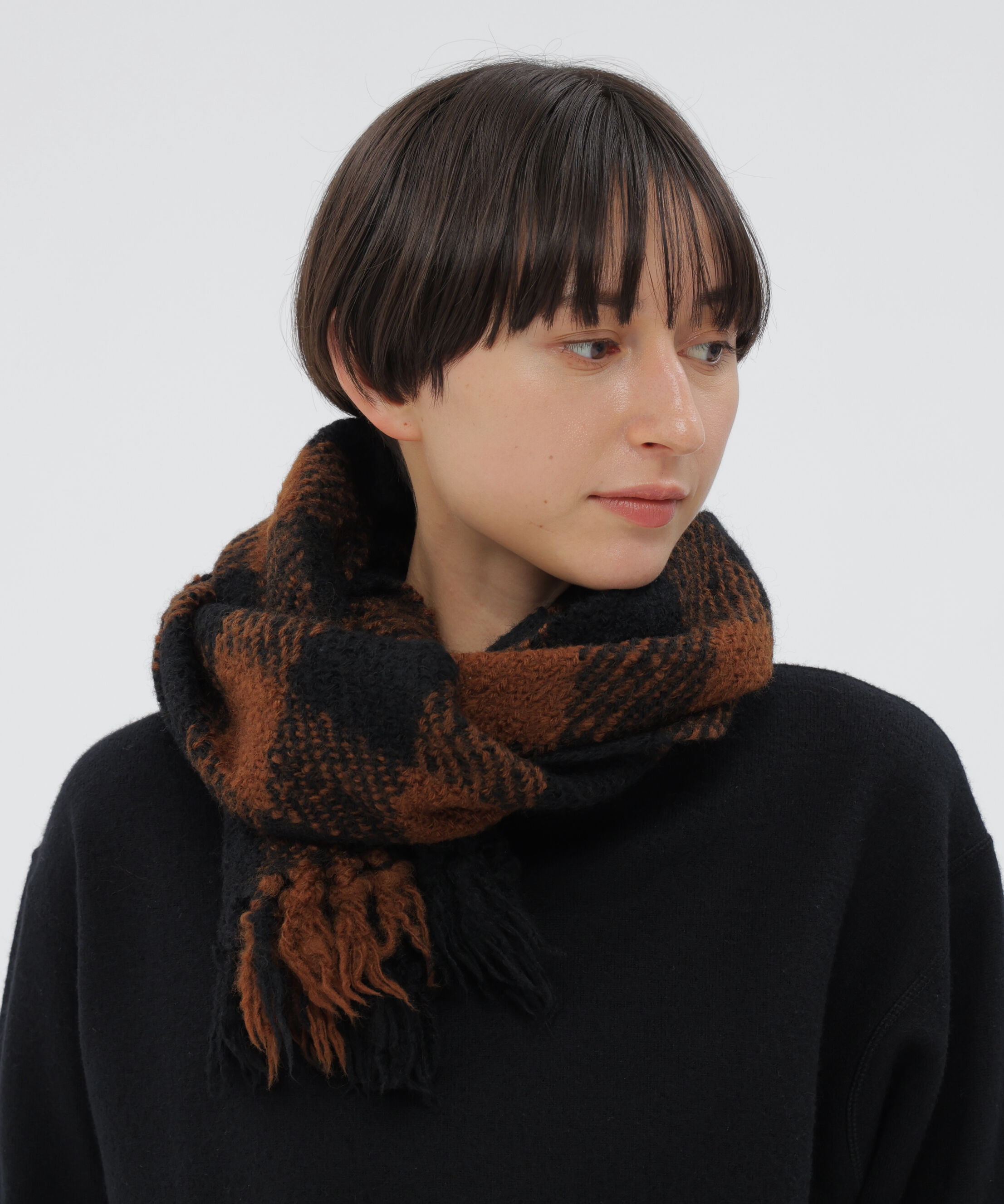 MHL.「CHUNKY WOOL CHECK SCARF」|バンダナ・スカーフ|