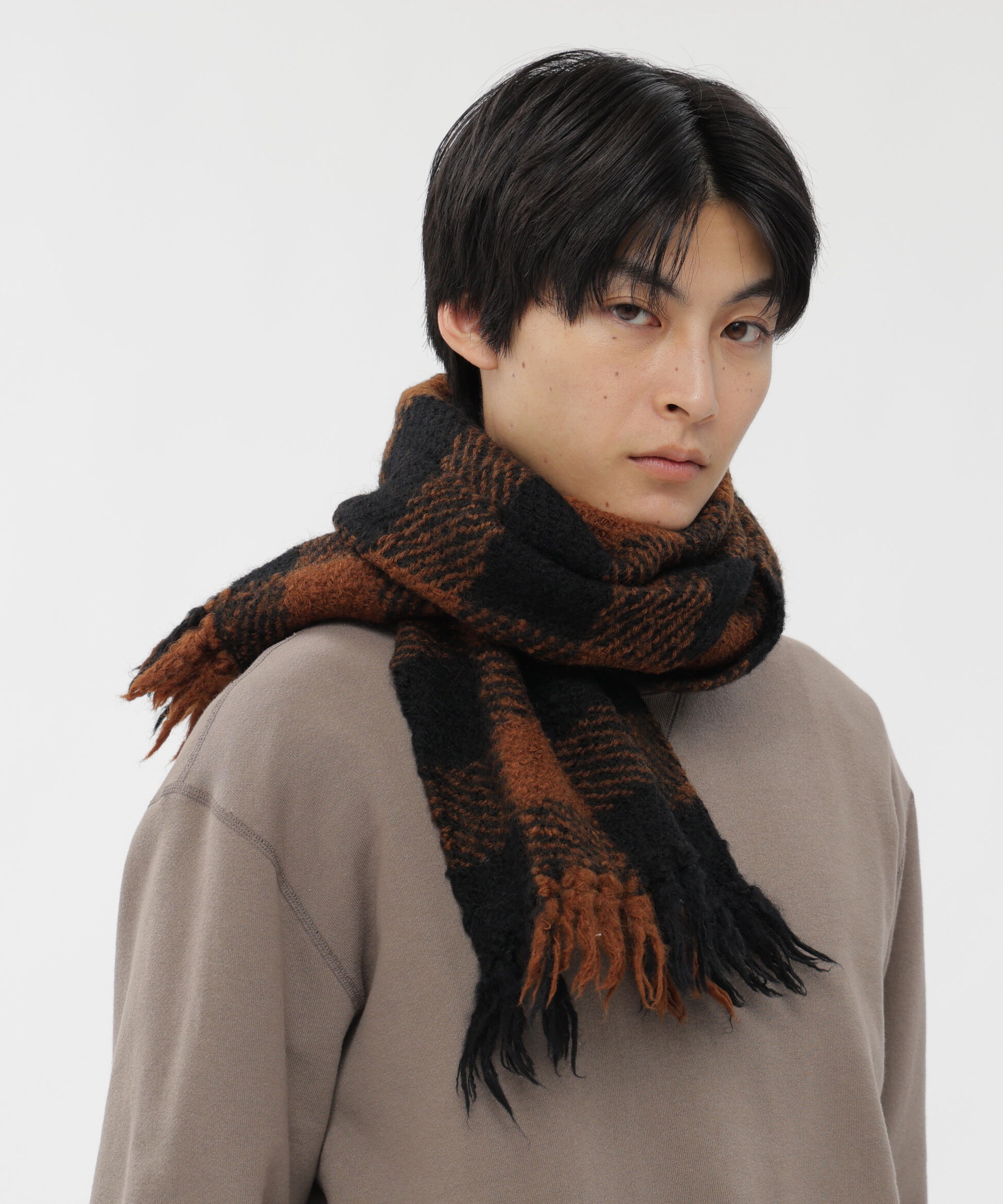 MHL.「CHUNKY WOOL CHECK SCARF」|バンダナ・スカーフ|