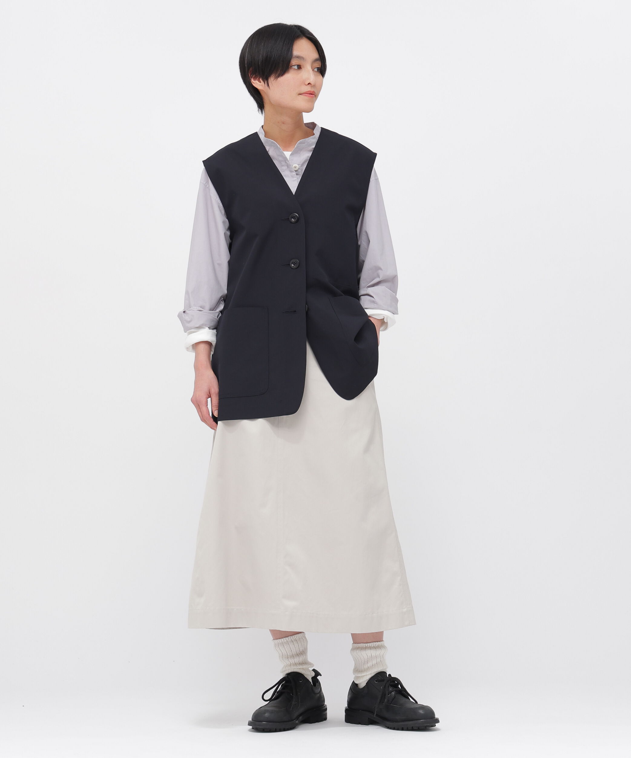 MHL.「WASHED CHINO COTTON SKIRT」|スカート|ECRU2