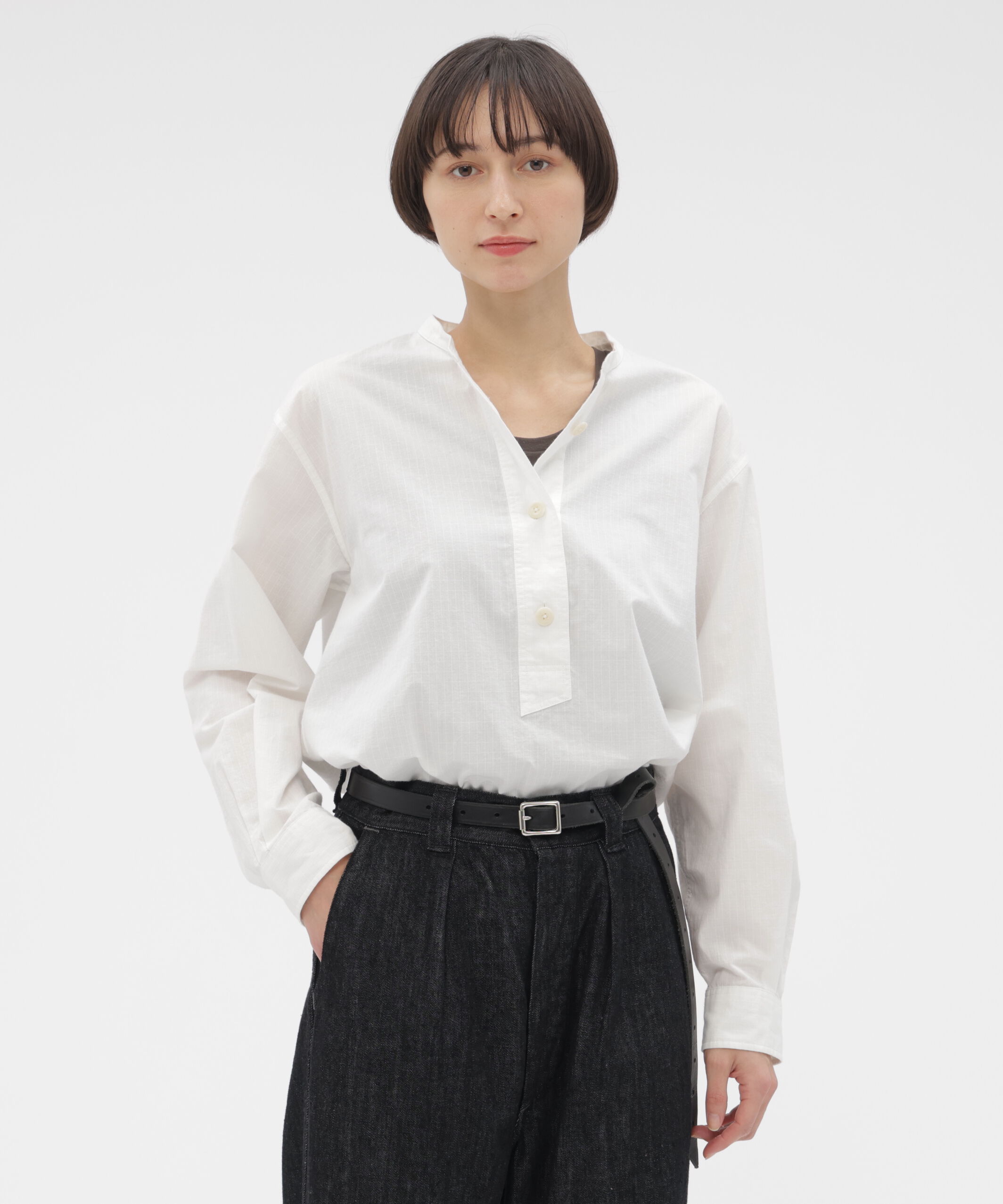 MHL.「TINY GINGHAM COTTON SHIRT」|シャツ・ブラウス|WHITE
