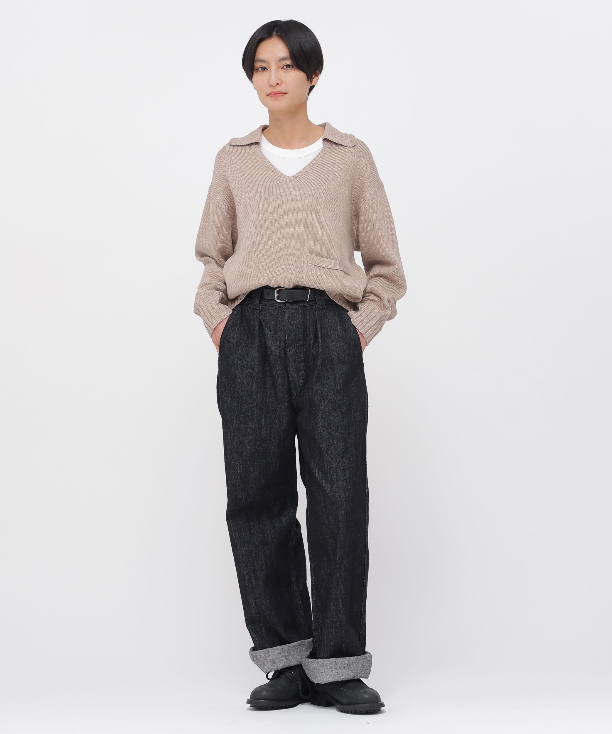 MHL.「CONTRAST COTTON LINEN KNITWEAR」|ニット・セーター|