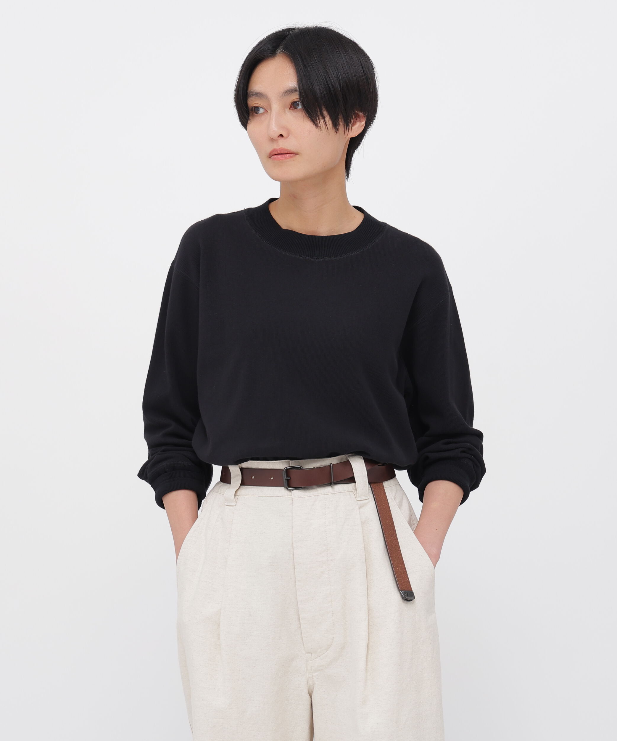 MHL.「FINE COTTON RIB JERSEY TOP」|Tシャツ・カットソー|BLACK