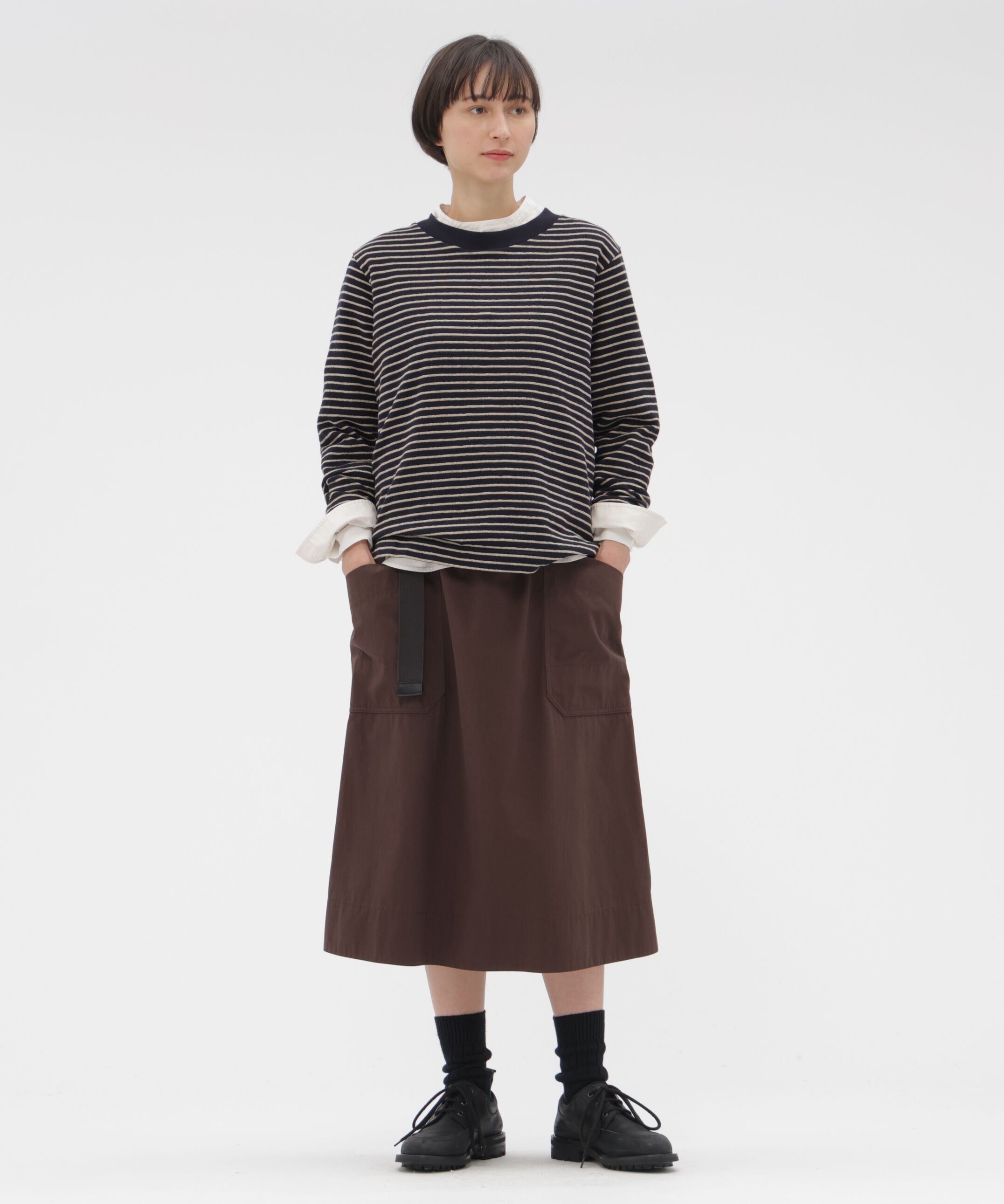 MHL.「TEXTURED COTTON STRIPE TOP」|Tシャツ・カットソー|