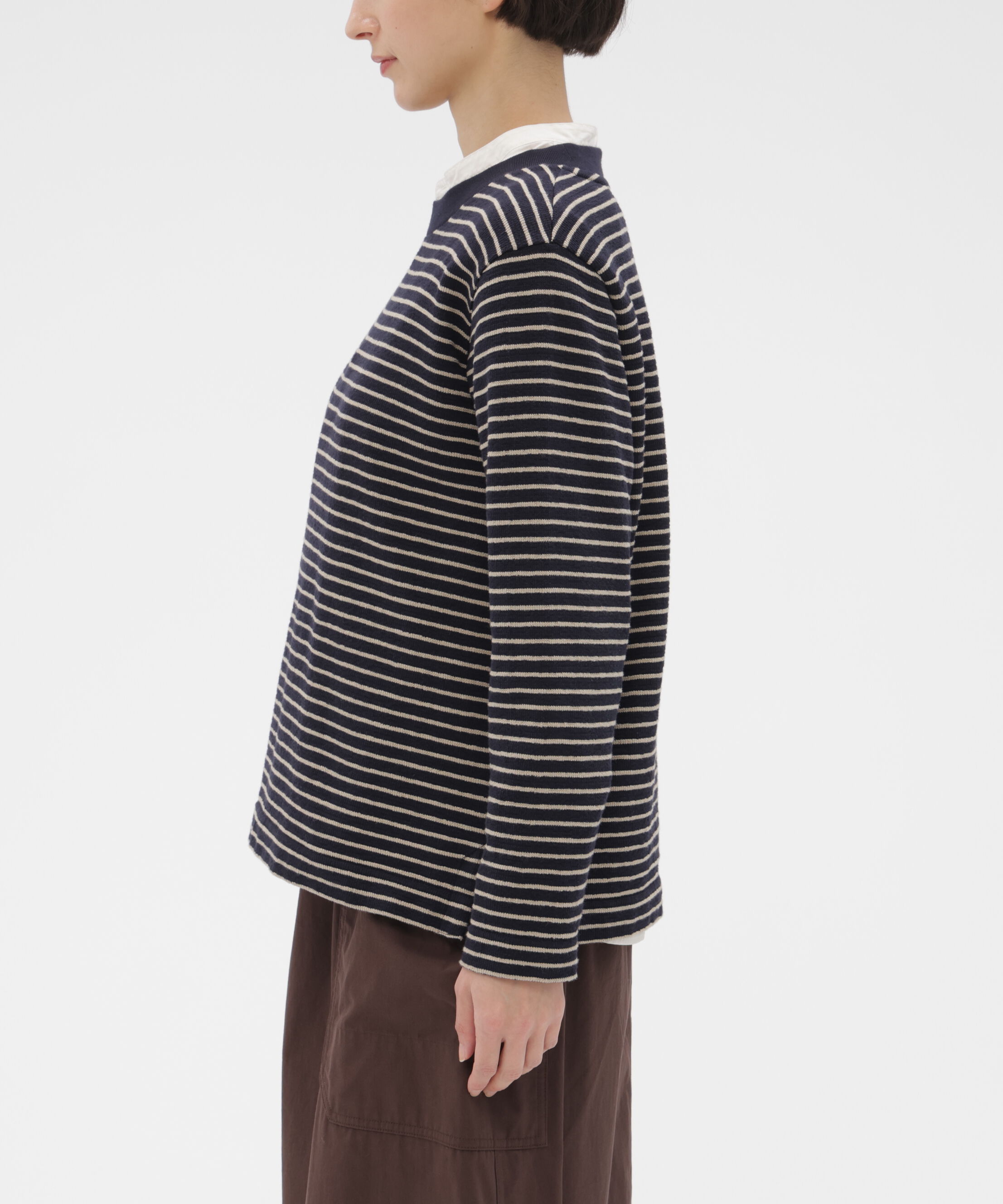 MHL.「TEXTURED COTTON STRIPE TOP」|Tシャツ・カットソー|