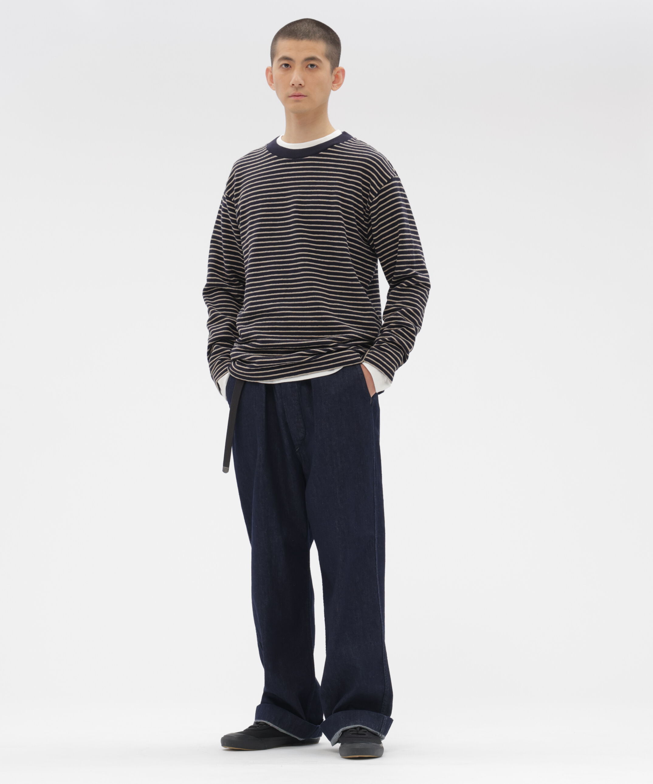 MHL.「TEXTURED COTTON STRIPE TOP」|Tシャツ・カットソー|