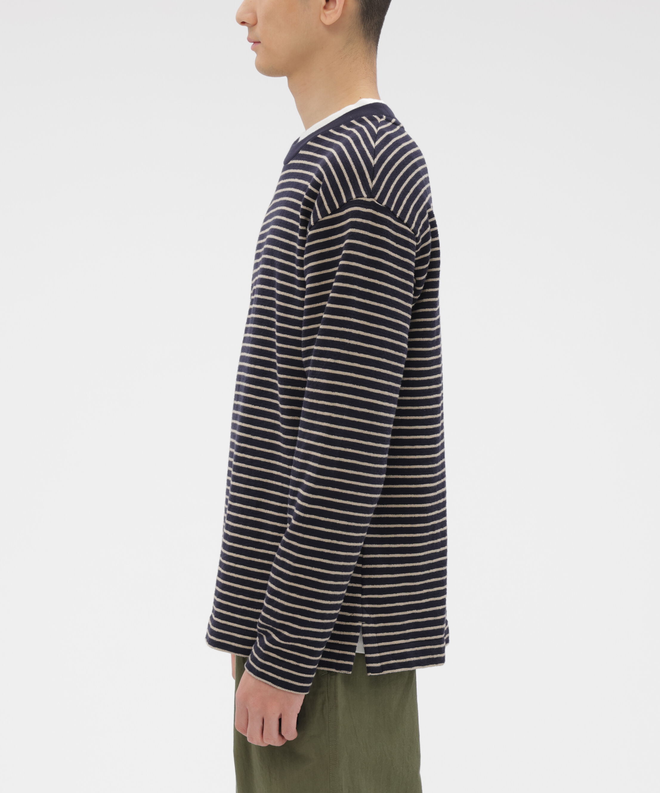 MHL.「TEXTURED COTTON STRIPE TOP」|Tシャツ・カットソー|